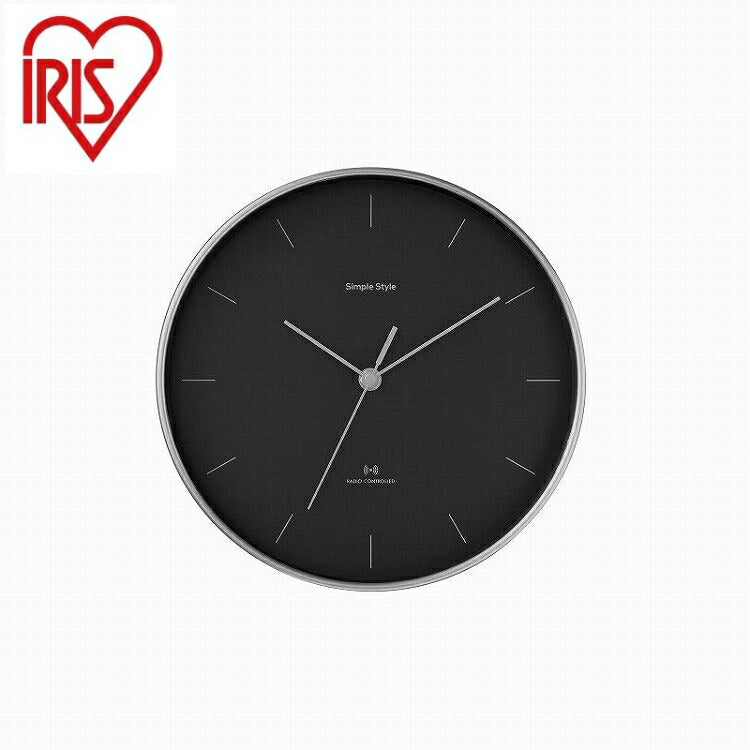 アイリスオーヤマ 壁掛け電波時計 ACR01-25-B ブラック IRIS OHYAMA(代引不可)