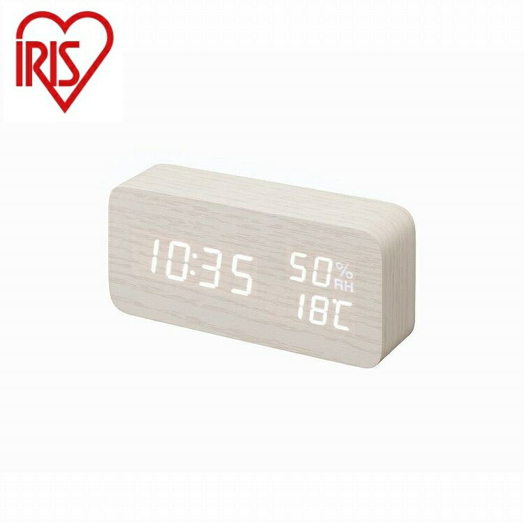 アイリスオーヤマ デジタル置時計 ICW-01WH-W ホワイト IRIS OHYAMA(代引不可)