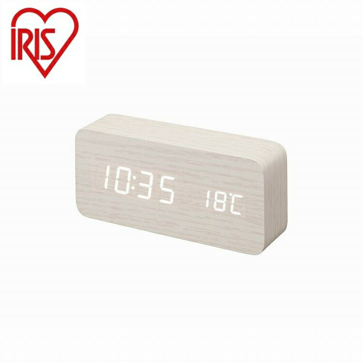 アイリスオーヤマ デジタル置時計 ICW-01W-W ホワイト IRIS OHYAMA(代引不可)