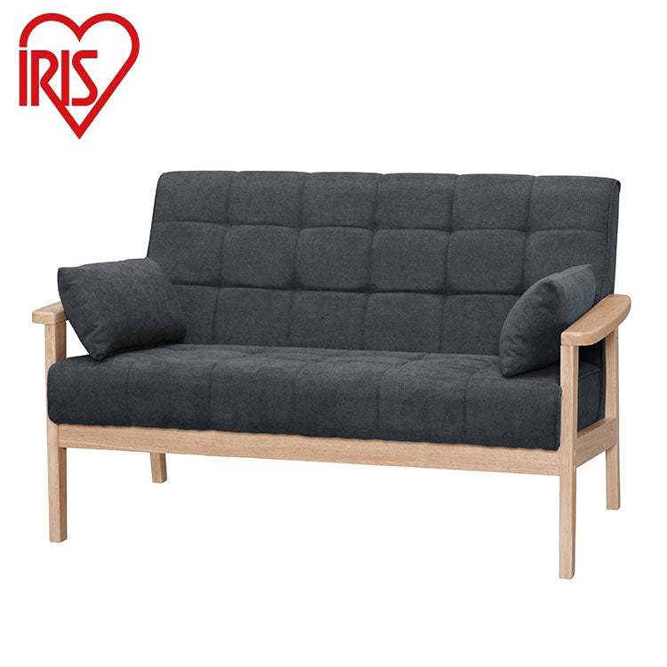 アイリスオーヤマ 2人掛けウッドフレームソファ クッション付き 天然木 ソファ 肘付き 肘あり アームレスト イス 椅子 2P ソファ 北欧 おしゃれ ダークグレー WFS-2S IRIS OYAMA(代引不可)