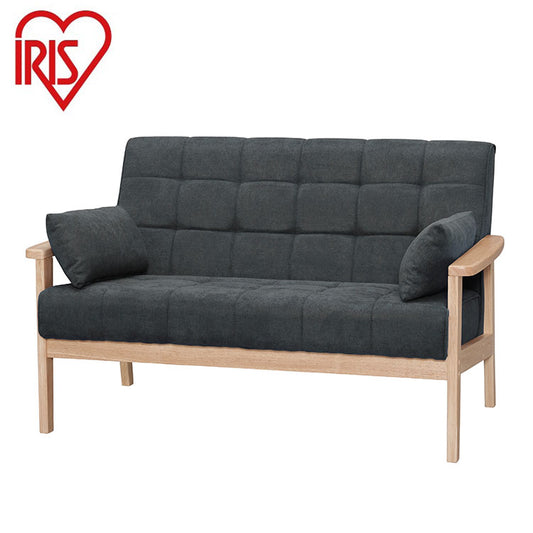 アイリスオーヤマ 2人掛けウッドフレームソファ クッション付き 天然木 ソファ 肘付き 肘あり アームレスト イス 椅子 2P ソファ 北欧 おしゃれ ダークグレー WFS-2S IRIS OYAMA(代引不可)