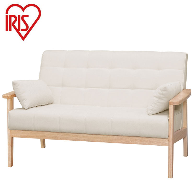 アイリスオーヤマ 2人掛けウッドフレームソファ クッション付き 天然木 ソファ 肘付き 肘あり アームレスト イス 椅子 2P ソファ 北欧 おしゃれ オフホワイト WFS-2S IRIS OYAMA(代引不可)