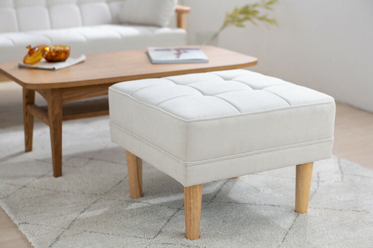 アイリスオーヤマ オットマン 天然木使用 足置き スツール 椅子 イス ソファ 北欧 おしゃれ オフホワイト WFS-OT IRIS OYAMA(代引不可)