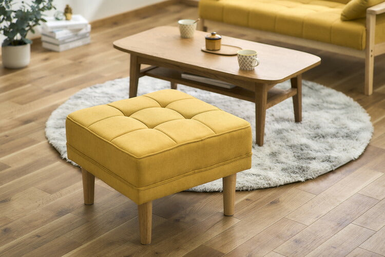 アイリスオーヤマ オットマン 天然木使用 足置き スツール 椅子 イス ソファ 北欧 おしゃれ マスタード WFS-OT IRIS OYAMA(代引不可)