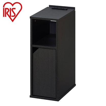 アイリスオーヤマ ナイトテーブル 扉付き 幅18 サイドテーブル コンセント ナイトテーブル ベッドサイド スマホスタンド付き 扉 収納付き 隙間収納 すき間収納 ブラック NTB-180T IRIS OYAMA(代引不可)