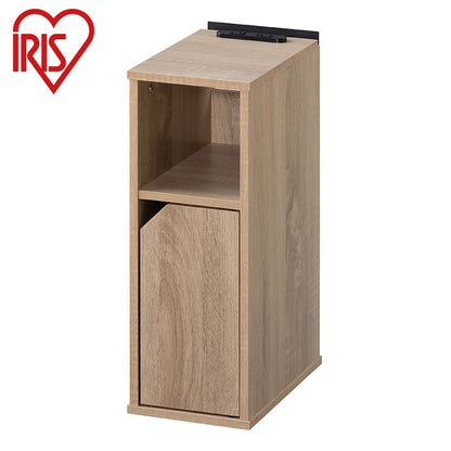 アイリスオーヤマ ナイトテーブル 扉付き 幅18 サイドテーブル コンセント ナイトテーブル ベッドサイド スマホスタンド付き 扉 収納付き 隙間収納 すき間収納 ライトナチュラル NTB-180T IRIS OYAMA(代引不可)