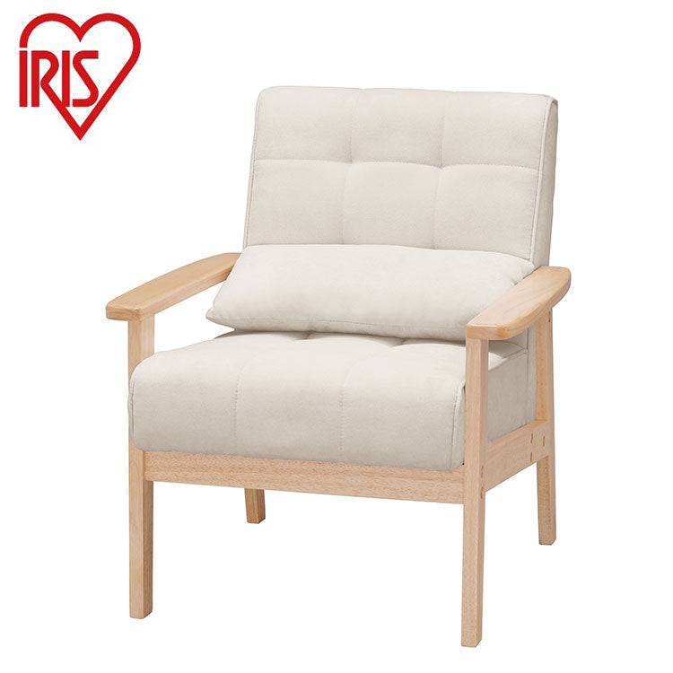 アイリスオーヤマ 1人掛けウッドフレームソファ クッション付き 天然木 ソファ 肘付き 肘あり アームレスト イス 椅子 1P ソファ 北欧 おしゃれ オフホワイト WFS-1S IRIS OYAMA(代引不可)