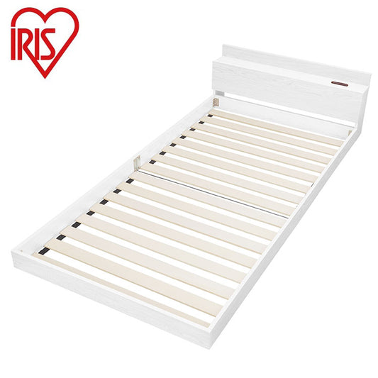 アイリスオーヤマ フロアベッド S シングル ローベッド 2口コンセント 宮付き 棚付き 宮棚付き ヘッドボード ベッドフレーム すのこ ホワイト FBM-S IRIS OYAMA(代引不可)
