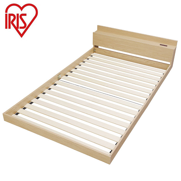 アイリスオーヤマ フロアベッド SD セミダブル ローベッド 2口コンセント 宮付き 棚付き 宮棚付き ヘッドボード ベッドフレーム すのこ ナチュラル FBM-SD IRIS OYAMA(代引不可)