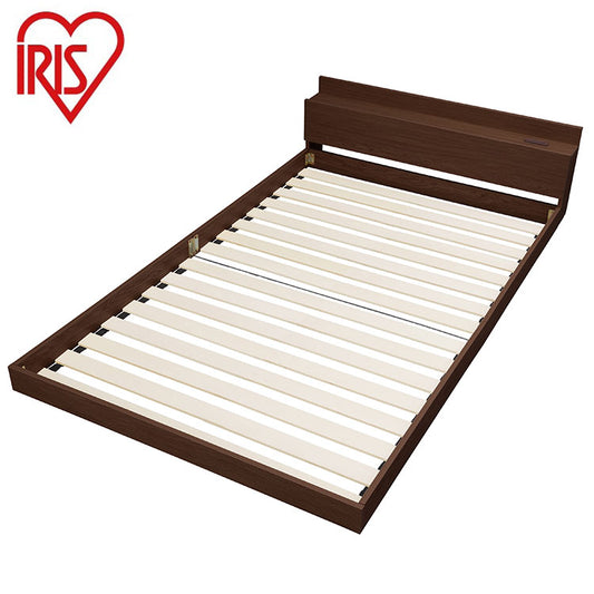 アイリスオーヤマ フロアベッド SD セミダブル ローベッド 2口コンセント 宮付き 棚付き 宮棚付き ヘッドボード ベッドフレーム すのこ ブラウン FBM-SD IRIS OYAMA(代引不可)