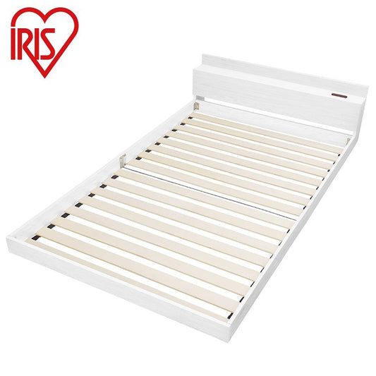アイリスオーヤマ フロアベッド SD セミダブル ローベッド 2口コンセント 宮付き 棚付き 宮棚付き ヘッドボード ベッドフレーム すのこ ホワイト FBM-SD IRIS OYAMA(代引不可)