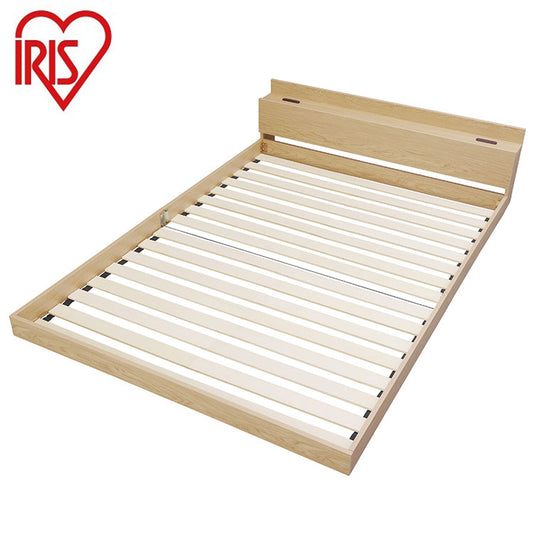 アイリスオーヤマ フロアベッド D ダブル ローベッド 2口コンセント 宮付き 棚付き 宮棚付き ヘッドボード ベッドフレーム すのこ ナチュラル FBM-D IRIS OYAMA(代引不可)
