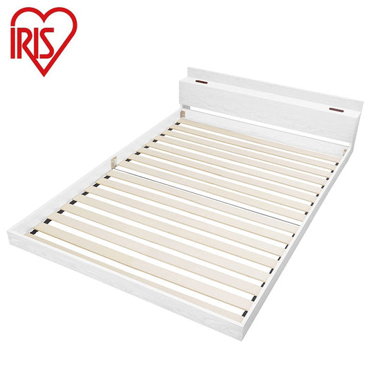 アイリスオーヤマ フロアベッド D ダブル ローベッド 2口コンセント 宮付き 棚付き 宮棚付き ヘッドボード ベッドフレーム すのこ ホワイト FBM-D IRIS OYAMA(代引不可)