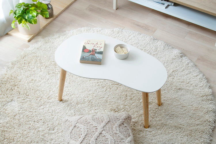 アイリスオーヤマ 折りたたみ センターテーブル 豆型 ビーンズ型 テーブル ローテーブル リビングテーブル 折り畳み 北欧 おしゃれ ナチュラル/ホワイト FCT-700R IRIS OYAMA(代引不可)