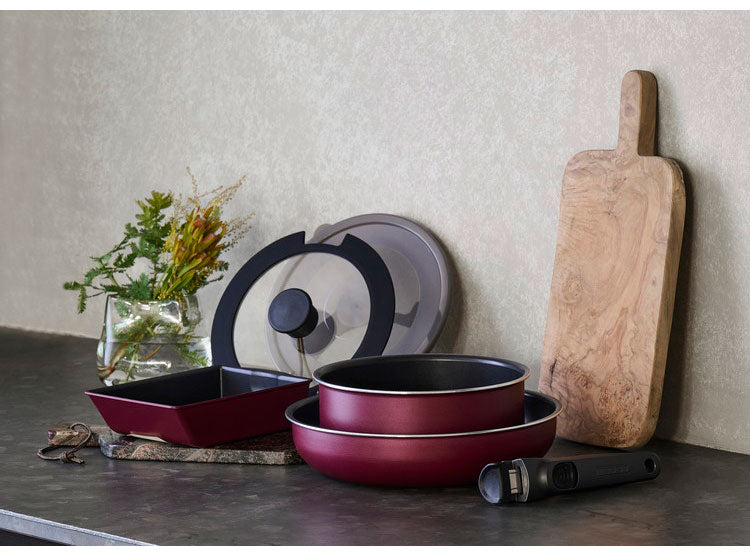 アイリスオーヤマ TERACOAT テラコート フライパンセット 6点セット EHDC-T6S ワインレッド 取っ手のとれる 着脱 フライパン 鍋 セット IRIS OHYAMA(代引不可)