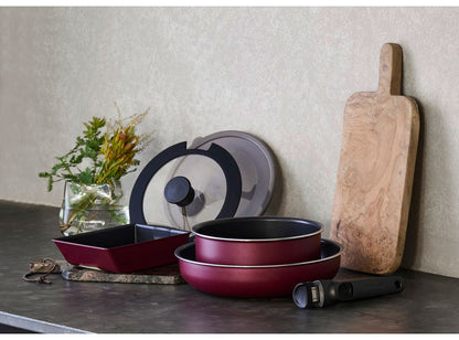 アイリスオーヤマ TERACOAT テラコート フライパンセット 6点セット EHDC-T6S ワインレッド 取っ手のとれる 着脱 フライパン 鍋 セット IRIS OHYAMA(代引不可)