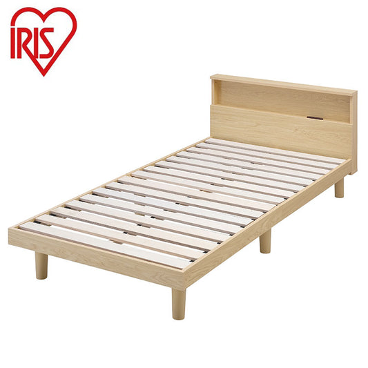 アイリスオーヤマ すのこベッド S シングル ヘッドボード付き 2口コンセント スマホスタンド 棚付き 宮付き 宮棚付き ベッドフレーム すのこベッド 通気性 ナチュラル SNB-S IRIS OYAMA(代引不可)