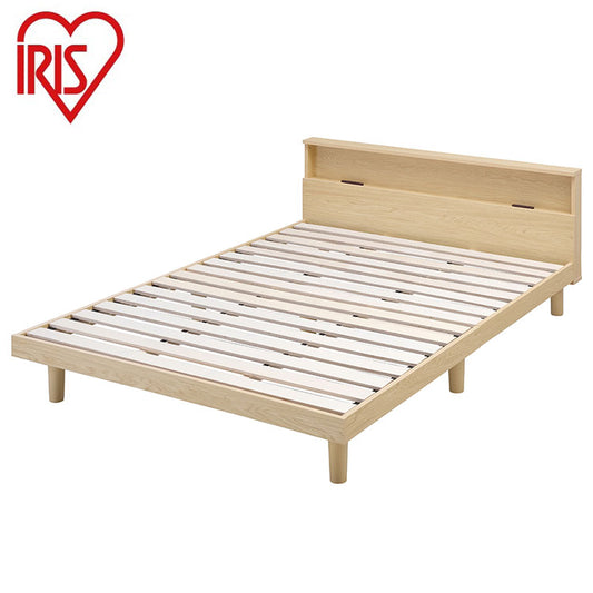 アイリスオーヤマ すのこベッド D ダブル ヘッドボード付き 2口コンセント スマホスタンド 棚付き 宮付き 宮棚付き ベッドフレーム すのこベッド 通気性 ナチュラル SNB-D IRIS OYAMA(代引不可)