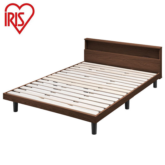 アイリスオーヤマ すのこベッド D ダブル ヘッドボード付き 2口コンセント スマホスタンド 棚付き 宮付き 宮棚付き ベッドフレーム すのこベッド 通気性 ブラウン SNB-D IRIS OYAMA(代引不可)
