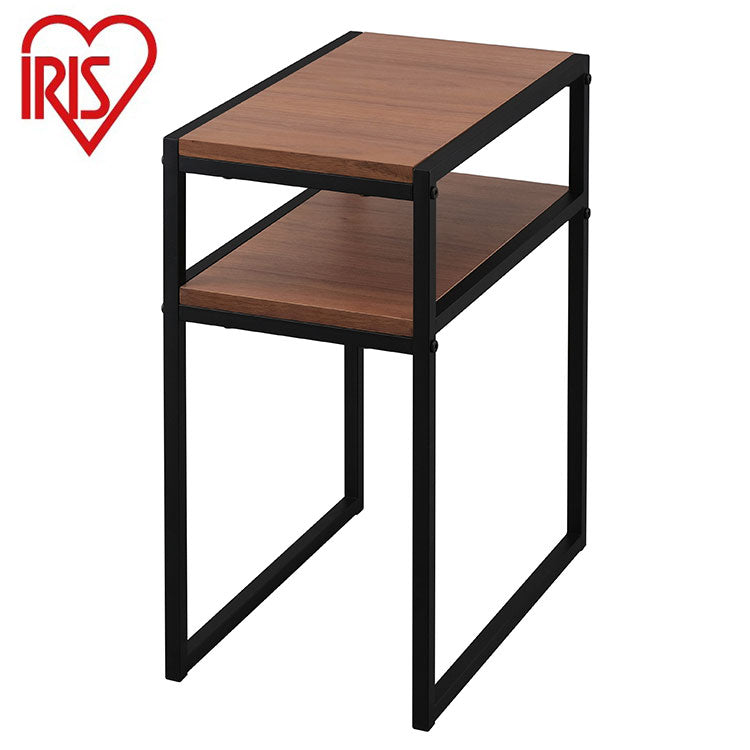 アイリスオーヤマ スチールフレームサイドテーブル ナイトテーブル ベッドサイドテーブル 棚付き ナイトボード リビング コンパクト 寝室 スチール脚 ウォールナット SFST-247 IRIS OYAMA(代引不可)