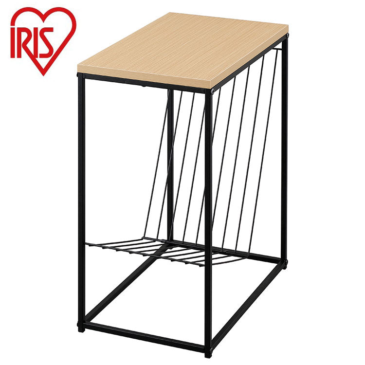 アイリスオーヤマ スチールフレームサイドテーブル ナイトテーブル 棚付き テーブル ナイトボード スチール脚 リビング ソファ 寝室 メッシュ棚 ナチュラル SFST-247M IRIS OYAMA(代引不可)