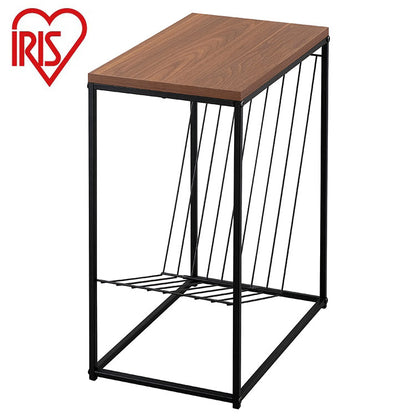 アイリスオーヤマ スチールフレームサイドテーブル ナイトテーブル 棚付き テーブル ナイトボード スチール脚 リビング ソファ 寝室 メッシュ棚 ウォールナット SFST-247M IRIS OYAMA(代引不可)