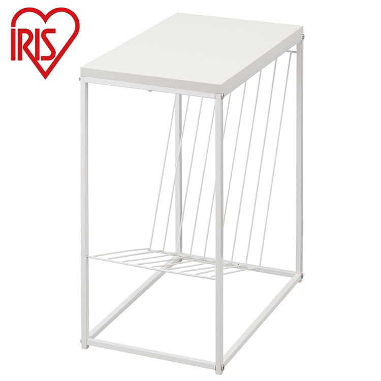 アイリスオーヤマ スチールフレームサイドテーブル ナイトテーブル 棚付き テーブル ナイトボード スチール脚 リビング ソファ 寝室 メッシュ棚 ホワイト SFST-247M IRIS OYAMA(代引不可)