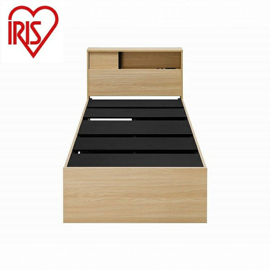アイリスオーヤマ スライド扉収納ベッド S SDB-S ナチュラル/ブラック IRIS OHYAMA(代引不可)