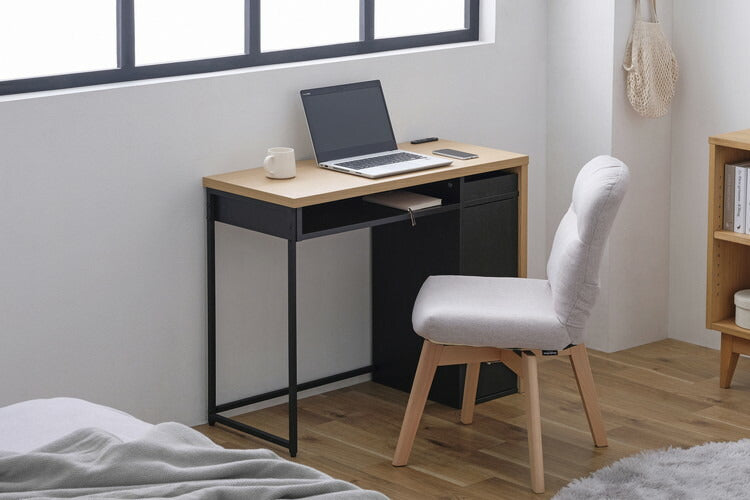 アイリスオーヤマ 収納付きデスク デスク 学習机 収納 パソコンデスク PCデスク 学習デスク 木目調 スチール脚 収納付き コンセント付き simple style ナチュラル/ブラック SDK-890 IRIS OYAMA(代引不可)