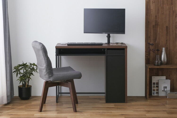 アイリスオーヤマ 収納付きデスク デスク 学習机 収納 パソコンデスク PCデスク 学習デスク 木目調 スチール脚 収納付き コンセント付き simple style ウォールナット/ブラック SDK-890 IRIS OYAMA(代引不可)