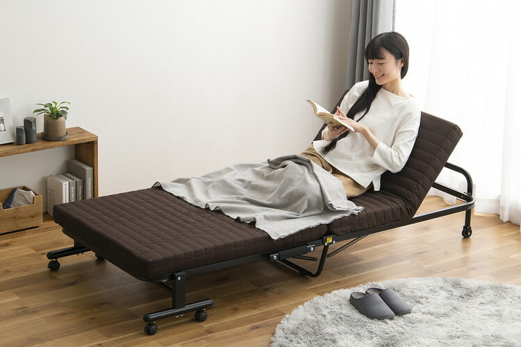 アイリスオーヤマ 折りたたみベッド シングル コンパクト リクライニングベッド 折り畳みベッド 折りたたみ 折り畳み キャスター付き シングルベッド 収納 スリム 介護 OTB-BRN IRIS OYAMA(代引不可)