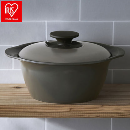 アイリスオーヤマ 無加水鍋 20cm MKS-20 チャコールグレー セラミック鍋 くすみカラー 可愛い かわいい おしゃれ IRIS OHYAMA(代引不可)
