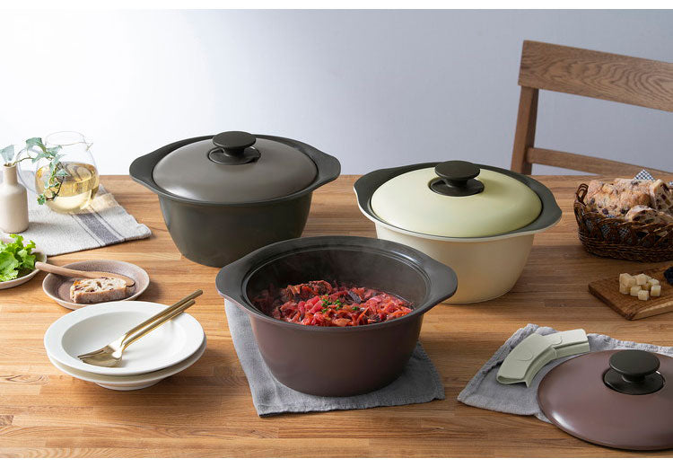 アイリスオーヤマ 無加水鍋 24cm MKS-24 チャコールグレー セラミック鍋 くすみカラー 可愛い かわいい おしゃれ IRIS OHYAMA(代引不可)