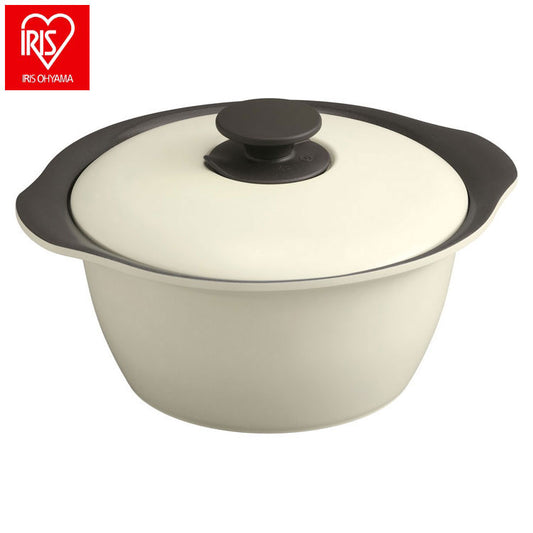 アイリスオーヤマ 無加水鍋 24cm MKS-24 ディープアイボリー セラミック鍋 くすみカラー 可愛い かわいい おしゃれ IRIS OHYAMA(代引不可)