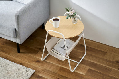 アイリスオーヤマ 丸型 収納付き サイドテーブル ミニテーブル ソファテーブル カフェテーブル 円形天板 スチールフレームサイドテーブル ナチュラル SFST-400F IRIS OYAMA(代引不可)