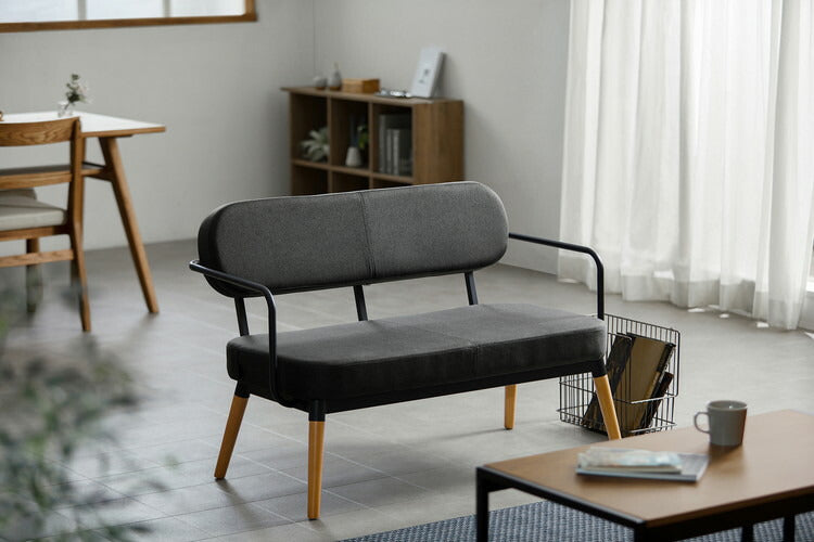 アイリスオーヤマ 2人掛けスチールフレームソファ リビングソファ 2P 椅子 イス チェア 肘付き 肘あり 肘掛け アイアン 北欧 おしゃれ ダークグレー MSS-2S IRIS OYAMA(代引不可)