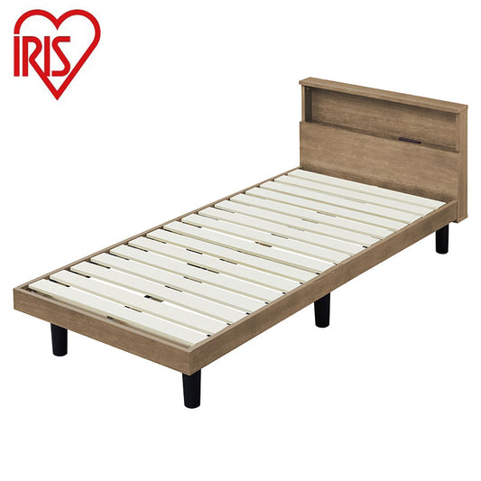 アイリスオーヤマ すのこベッド SS セミシングル 棚付き 2口コンセント 宮棚付き 宮付き ヘッドボード すのこ 通気性 HIROBIRO アッシュブラウン HSB-SS IRIS OYAMA(代引不可)