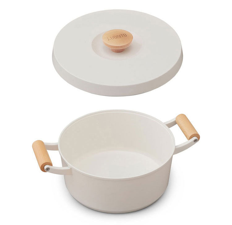 アイリスオーヤマ ルオント LUONTO 24cm 両手無加水鍋 LUO-P24 ホワイト 両手鍋 セラミック IRIS OHYAMA(代引不可)