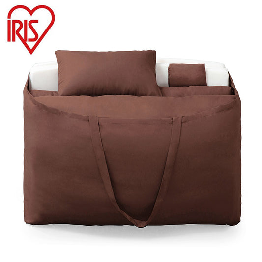 アイリスオーヤマ マットレス付き布団10点セット 掛け布団 敷き布団 枕 掛け布団カバー ボックスシーツ 枕カバー2枚 枕パッド 三つ折りマットレス 収納バッグ ブラウン KFS-R-M10S IRIS OYAMA(代引不可)