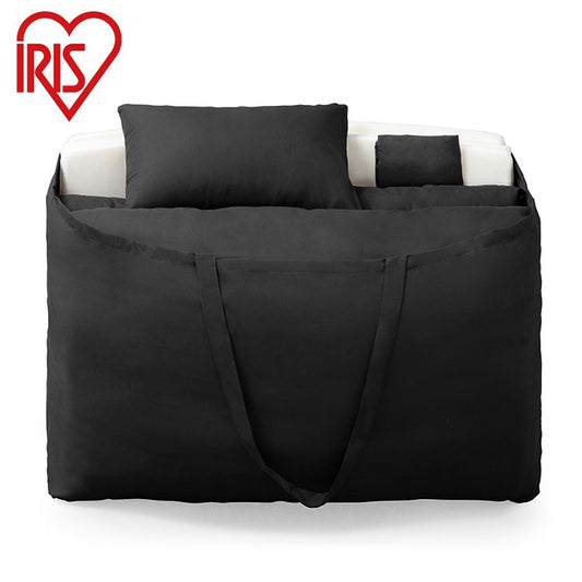 アイリスオーヤマ マットレス付き布団10点セット 掛け布団 敷き布団 枕 掛け布団カバー ボックスシーツ 枕カバー2枚 枕パッド 三つ折りマットレス 収納バッグ ブラック KFS-R-M10S IRIS OYAMA(代引不可)