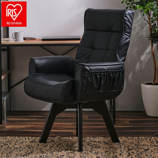 アイリスオーヤマ 回転チェア レザー調 LECN-KH ブラック 肘付き 回転チェア リクライニングチェア 椅子 イス チェア デスクチェア IRIS OHYAMA(代引不可)