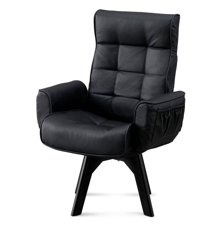 アイリスオーヤマ 回転チェア レザー調 LECN-KH ブラック 肘付き 回転チェア リクライニングチェア 椅子 イス チェア デスクチェア IRIS OHYAMA(代引不可)