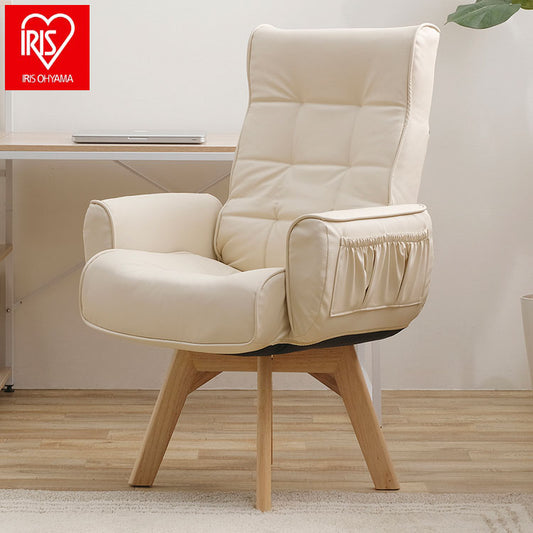 アイリスオーヤマ 回転チェア レザー調 LECN-KH アイボリー 肘付き 回転チェア リクライニングチェア 椅子 イス チェア デスクチェア IRIS OHYAMA(代引不可)