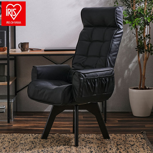 アイリスオーヤマ 回転チェア レザー調 ハイバック LECN-KHB ブラック 肘付き 回転チェア リクライニングチェア 椅子 イス チェア デスクチェア IRIS OHYAMA(代引不可)