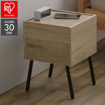 アイリスオーヤマ アイアンウッドサイドテーブル IWST-300R ブラック/アッシュブラウン HIROBIROシリーズ サイドテーブル ソファサイド ベッドサイド IRIS OHYAMA(代引不可)