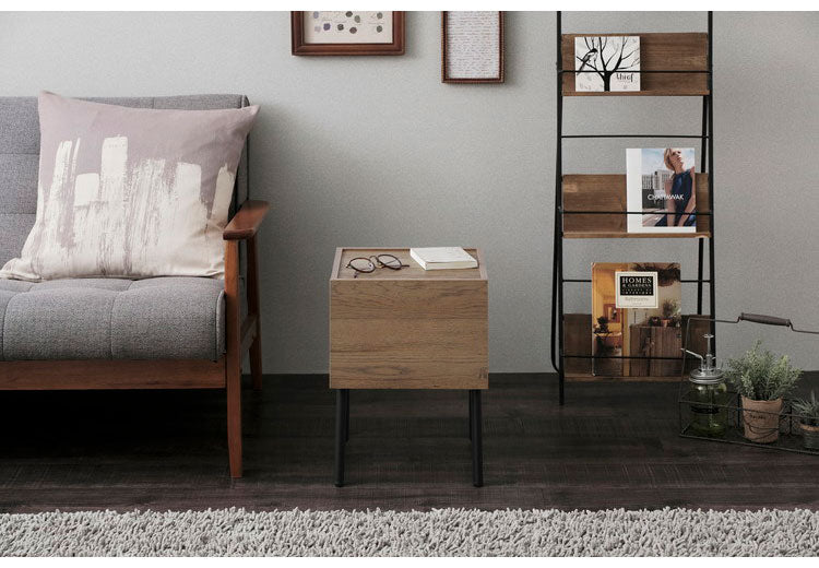 アイリスオーヤマ アイアンウッドサイドテーブル IWST-300R ブラック/アッシュブラウン HIROBIROシリーズ サイドテーブル ソファサイド ベッドサイド IRIS OHYAMA(代引不可)