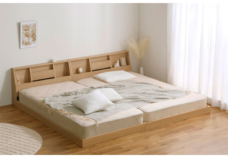 アイリスオーヤマ フロアベッド セミダブル FBF-SD ナチュラル 棚付き ローベッド ベッドフレーム すのこベッド IRIS OHYAMA(代引不可)