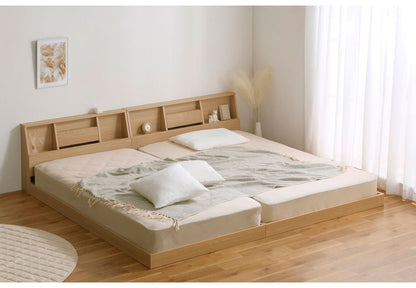 アイリスオーヤマ フロアベッド セミダブル FBF-SD ナチュラル 棚付き ローベッド ベッドフレーム すのこベッド IRIS OHYAMA(代引不可)