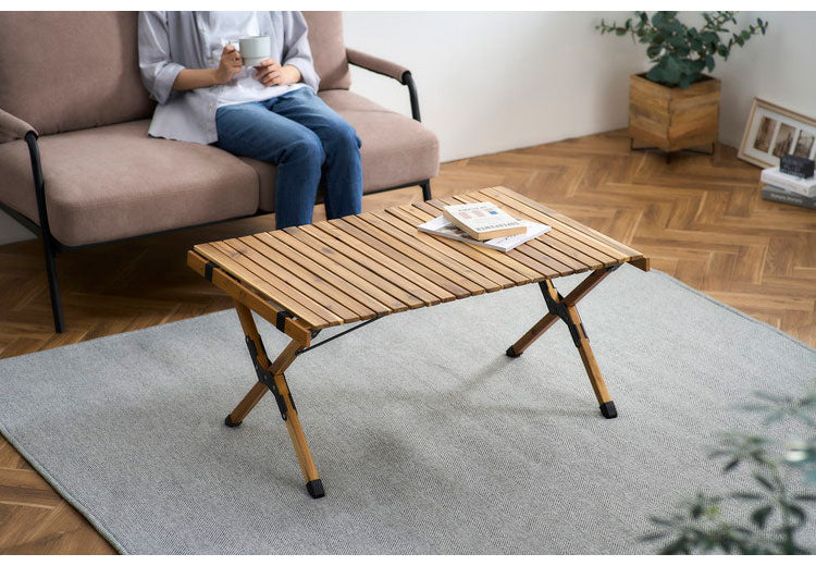 アイリスオーヤマ ウッドロールテーブル WRT-90 アカシア ロールテーブル キャンプ アウトドア テーブル 机 IRIS OHYAMA(代引不可)