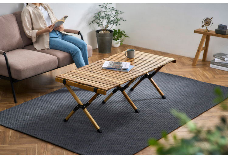 アイリスオーヤマ ウッドロールテーブル WRT-120 アカシア ロールテーブル キャンプ アウトドア テーブル 机 IRIS OHYAMA(代引不可)